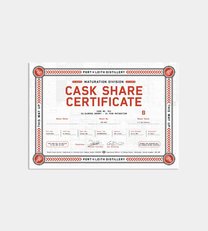 2-Bottle Cask Share Certificate, Ex-Oloroso Sherry 10 Year Maturation