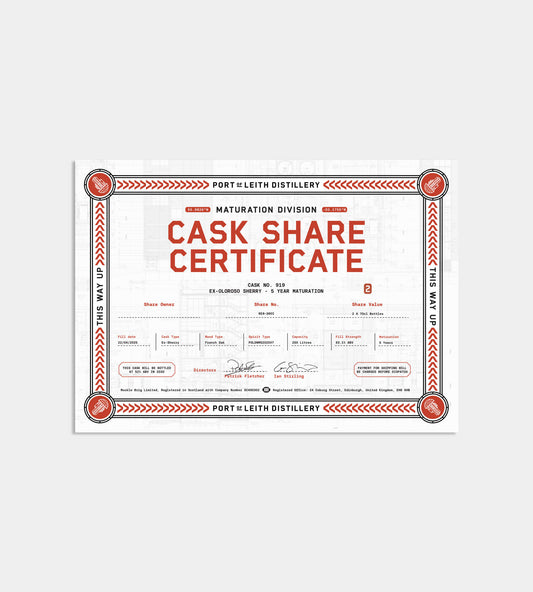 2-Bottle Cask Share Certificate, Ex-Oloroso Sherry 5 Year Maturation