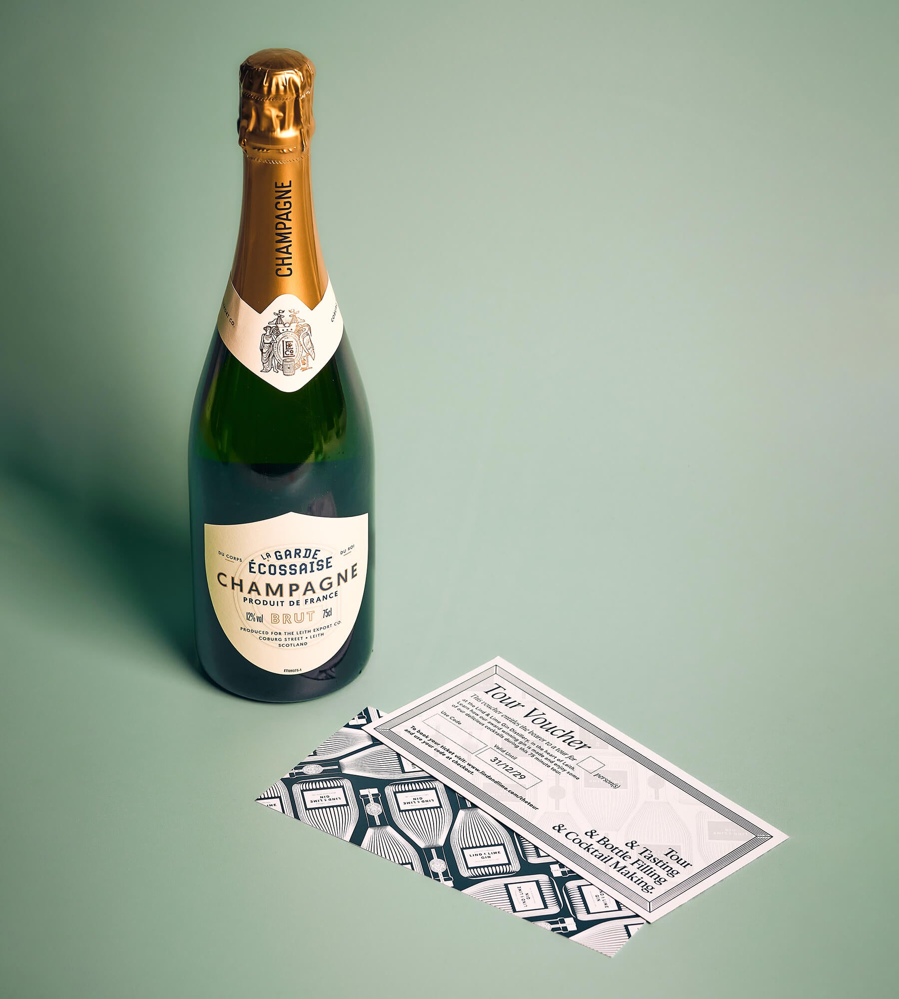 La Garde Écossaise Champagne with a voucher for 2 for Lind & Lime Distillery